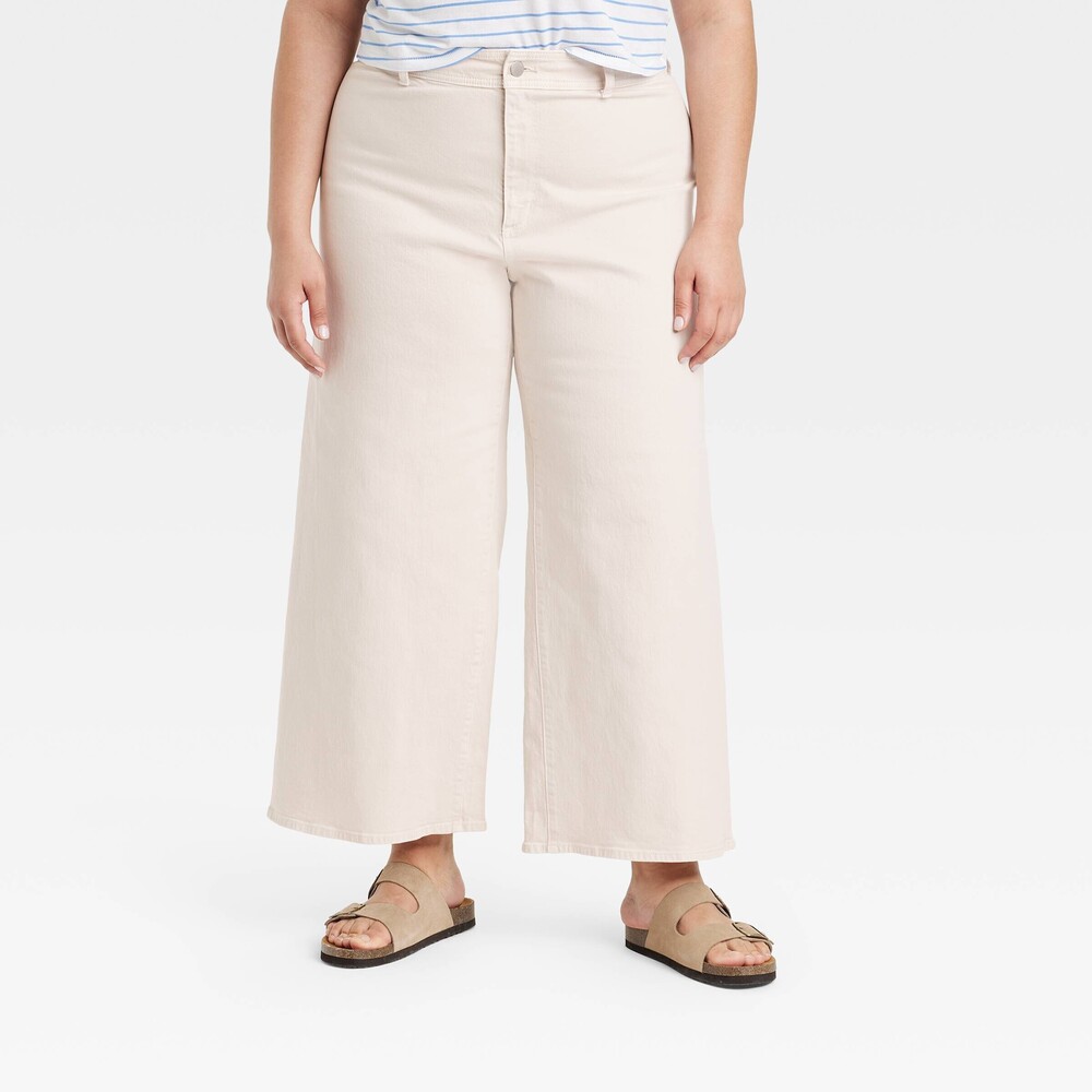 NWT High-Rise Sailor Wide Leg Ankle Jeans - Beige 17